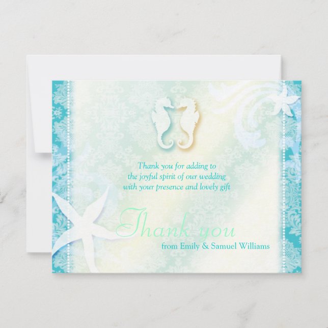 Cute Sea Horse Couple Mariage Merci (Devant)