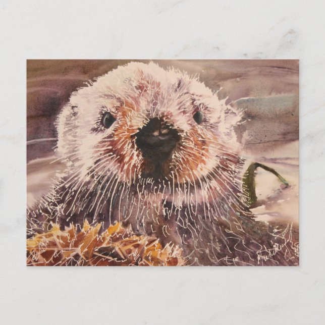 Cute Sea Otter Postcard Postkarte (Vorderseite)