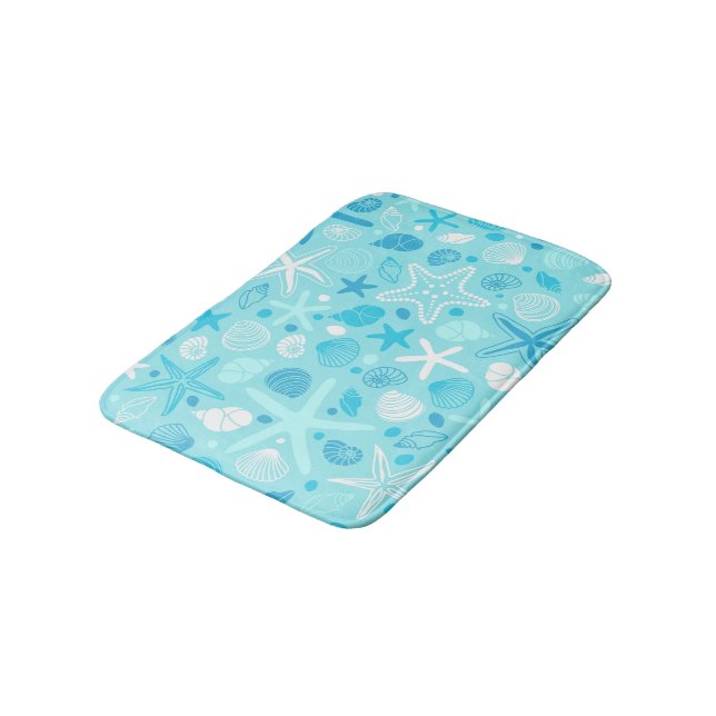 Cute Sea Pattern Bath Mat, Turquoise Kids Decor Badematte (Schrägansicht)