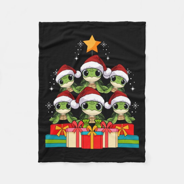 Cute Sea Turtle Le Ocean Christmas Tree Xmas Hat L Fleecedecke (Vorderseite)