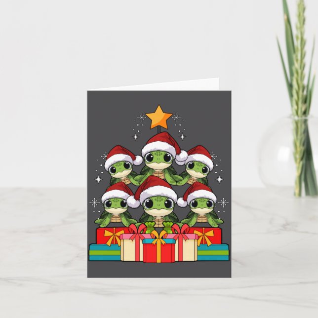 Cute Sea Turtle Le Ocean Christmas Tree Xmas Hat L Karte (Vorderseite)