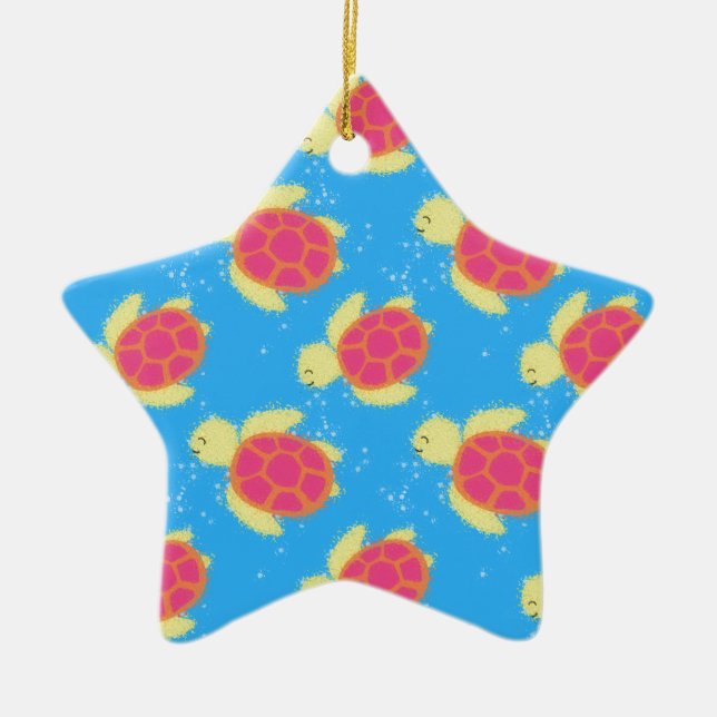 Cute Sea Turtle Pattern Keramik Ornament (Vorne)