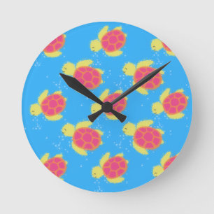 Cute Sea Turtle Pattern Runde Wanduhr