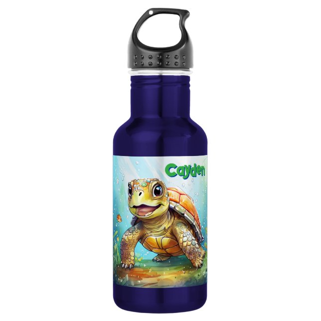 Cute Sea Turtle Personalized Edelstahlflasche (Vorderseite)