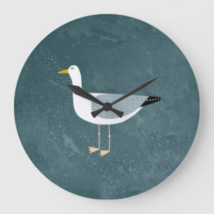 Cute Seagull Große Wanduhr
