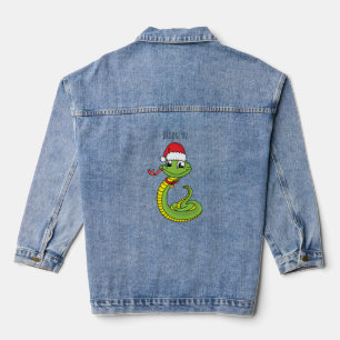 Cute serpent vert avec chapeau santa dessin animé