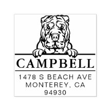 Cute Shar Pei Custom Dog Address Stamp 