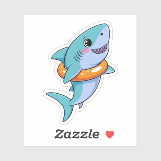 Cute Shark Baby With Float | Kids Aufkleber (Blatt)