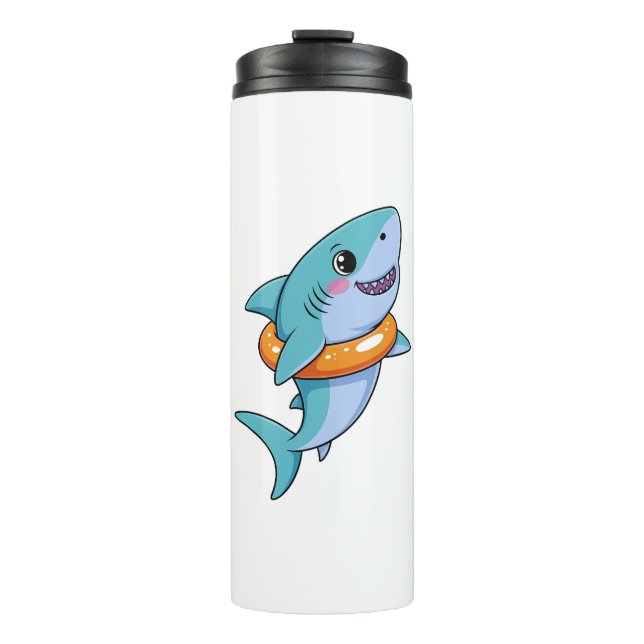 Cute Shark Baby With Float | Kids Thermosbecher (Vorderseite)