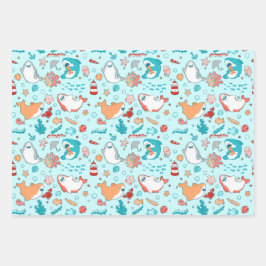 Cute Shark Pattern Geschenkpapier Set