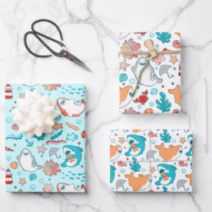 Cute Shark Pattern Geschenkpapier Set