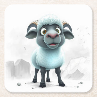 Cute Sheep Cozy Design Rechteckiger Pappuntersetzer