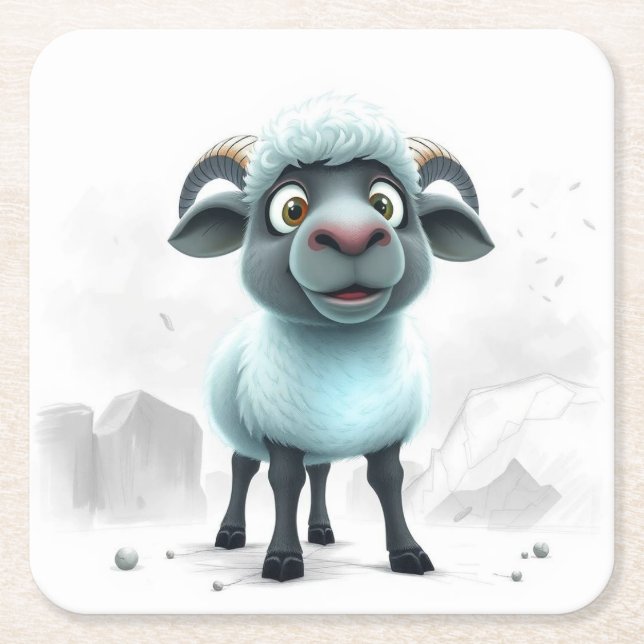 Cute Sheep Cozy Design Rechteckiger Pappuntersetzer (Vorderseite)