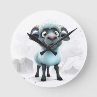 Cute Sheep Cozy Design Runde Wanduhr