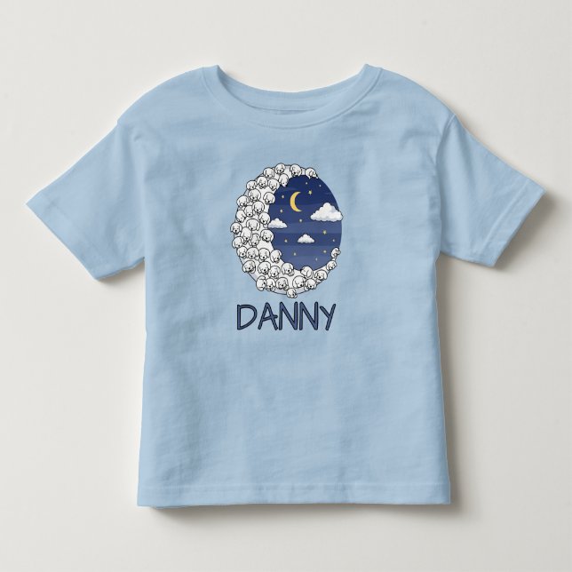 Cute Sheep in Moon and Clouds Kleinkind T-shirt (Vorderseite)