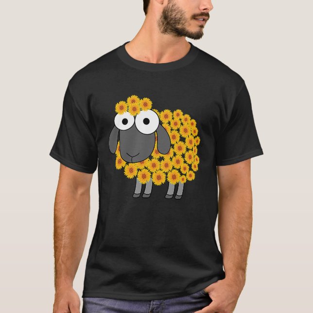 Cute Sheep With Flower Wool Farm Animal T-Shirt (Vorderseite)