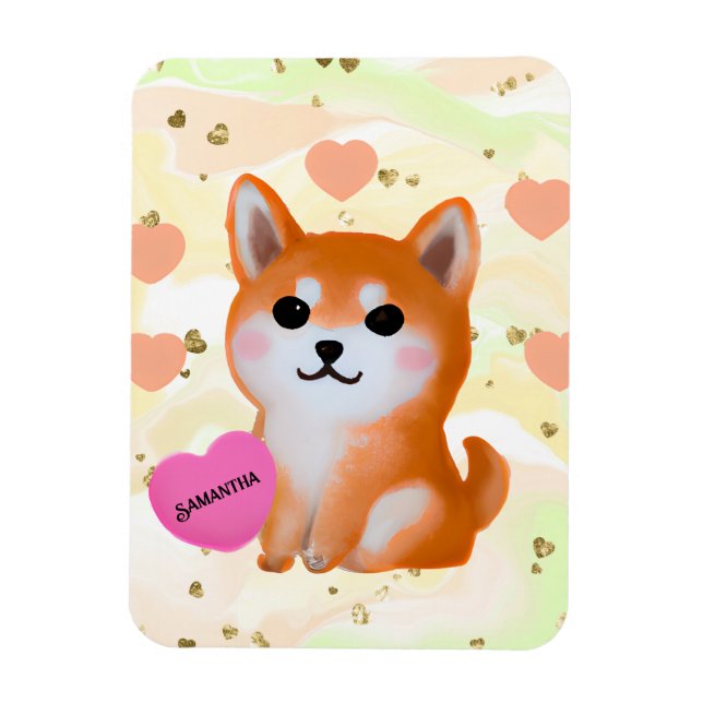 Cute Shiba Inu Hearts | For Dog Lover Magnet (Vertikal)
