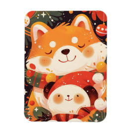 Cute Shiba Inu Hugging Panda Plush Magnet