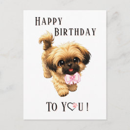 Cute Shih Tzu Happy Birthday Puppy Dog Postcard Postkarte