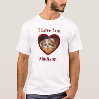 Cute shih tzu love Valentine heart Custom photo T-Shirt