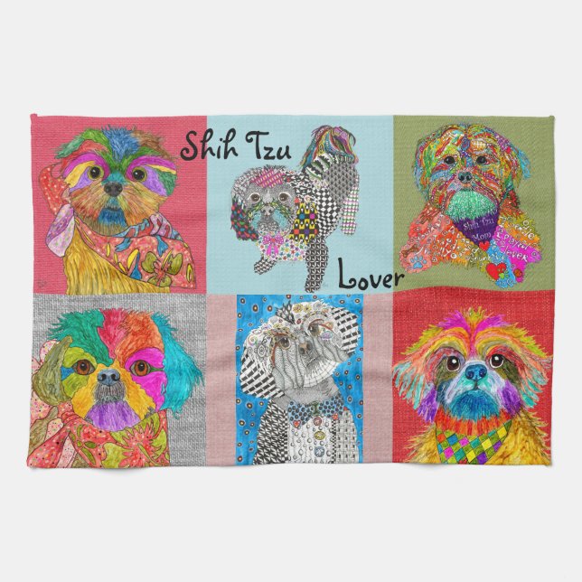Cute Shih Tzu Lover Assortiment Serviette de cuisi (Horizontal)