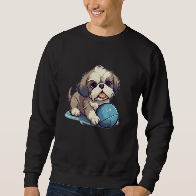 Cute Shih Tzu With Blue Ball for Dog Sweatshirt (Vorderseite)