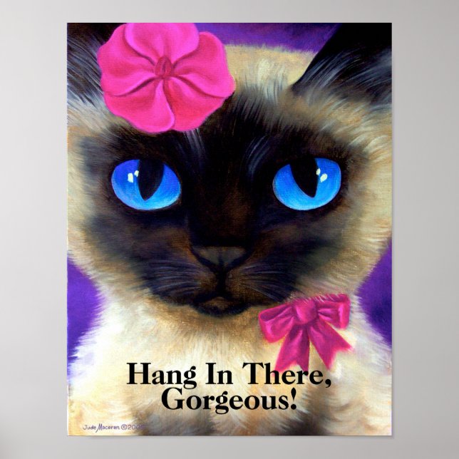 Cute Siamese Accroche Là Poster De Chat Peinture (Devant)
