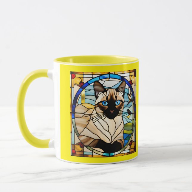  Cute Siamese Cat Stained Glass Tasse (Links)