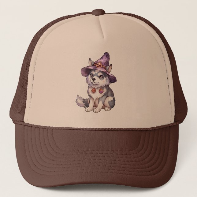 Cute Siberian Husky Chien en Casquette sorcier (Devant)
