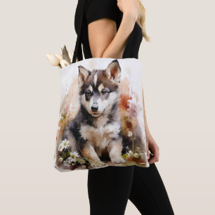 Cute Sibérie Husky Sac fourre-tout de chiot