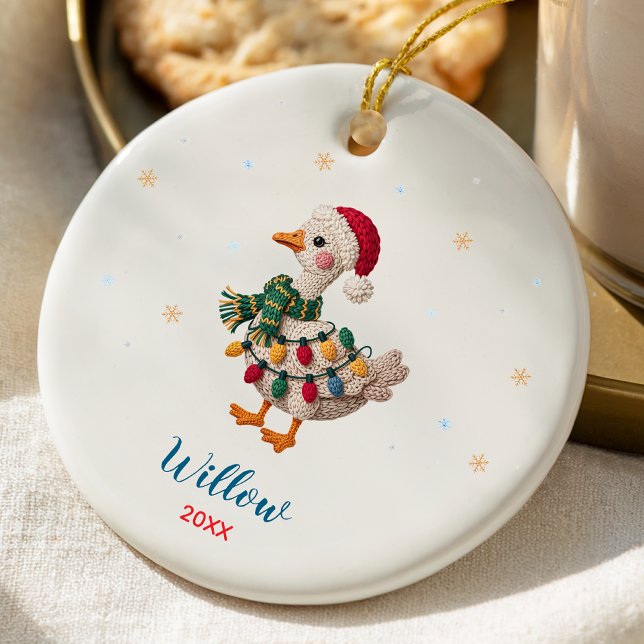 Cute silly goose christmas lights custom keramik ornament (Von Creator hochgeladen)