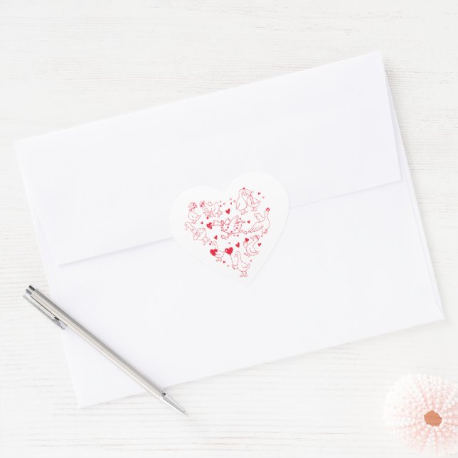 Cute Silly Goose Heart Valentine Herz-Aufkleber (Umschlag)