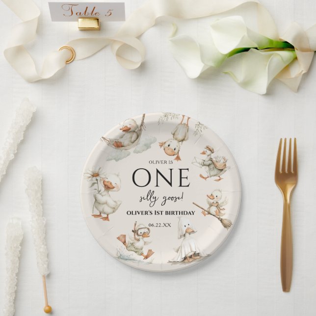cute Silly Goose ,One Silly Goose 1st Party Pappteller (Hochzeit)