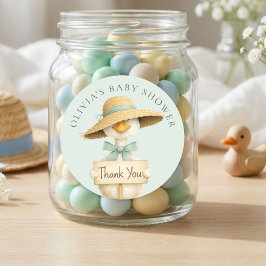 Cute Silly Goose Sage Thank You Baby Shower Runder Aufkleber