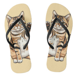 Cute simple design men cat lover flip flops