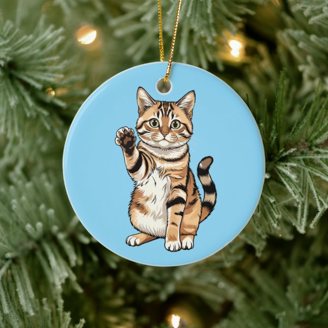 Cute simple design men cat lover keramik ornament (Baum)