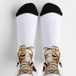 Cute simple design men cat lover socken