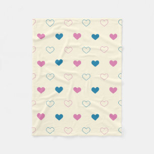 Cute Simple Heart Muster blau rosa creme Fleecedecke