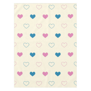Cute Simple Heart Muster blau rosa creme Tischdecke