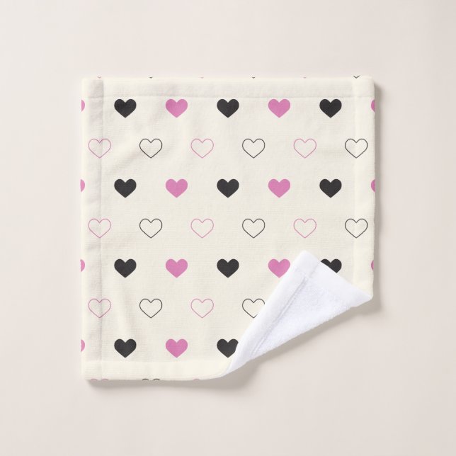Cute Simple Heart Pattern Badhandtuch Set (Waschlappen)