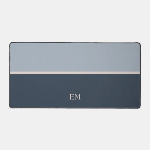 Cute Simple Modern Initialen Monogramm Blau Schreibtischunterlage