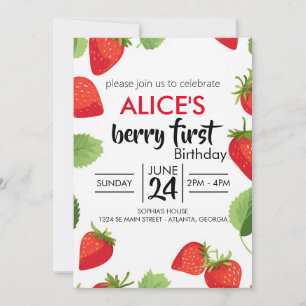 Cute Simple Red Berry Sweet Invitation Anniversair