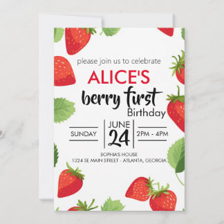Cute Simple Red Berry Sweet Invitation Anniversair