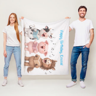 Cute Singing Animals - Cow Pig Pony Fleecedecke