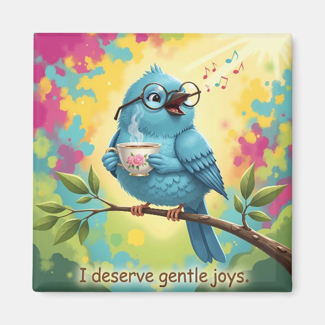 Cute Singing Blue Bird Magnet (Vorne)