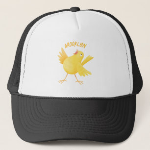 Cute singing yellow canary bird cartoon truckerkappe
