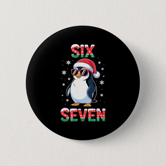 Cute Six Seven 67 Penguin Kids Christmas Holiday  Button (Vorderseite)