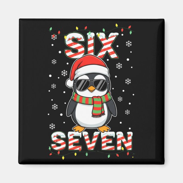 Cute Six Seven 67 Penguin Kids Christmas Holiday L Magnet (Vorne)