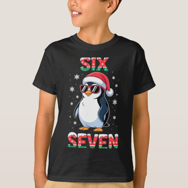 Cute Six Seven 67 Penguin Kids Christmas Holiday  T-Shirt (Vorderseite)
