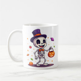 Cute Skeleton With Candy Halloween Mug Kaffeetasse